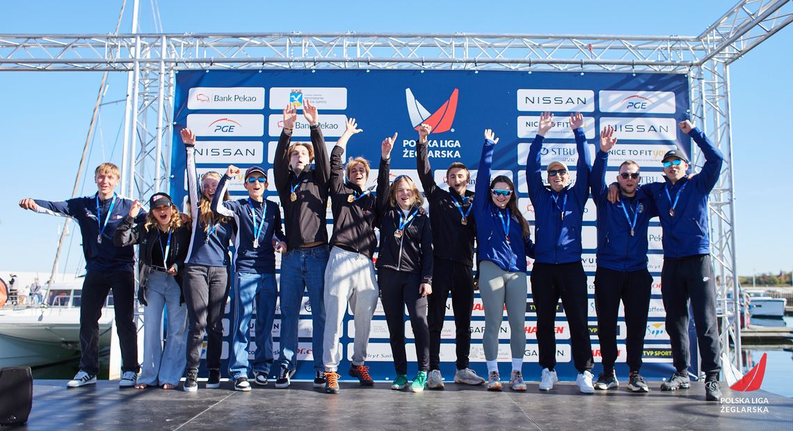 podium pierwszych regat młodzieżowych w ramach Polskiej Ligi Żeglarskiej w Sopocie