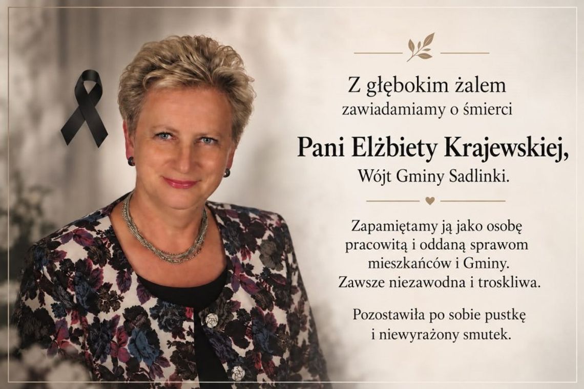 Zmarła Elżbieta Krajewska – wieloletnia wójt gminy Sadlinki Zmarła Elżbieta Krajewska – wieloletnia wójt gminy Sadlinki