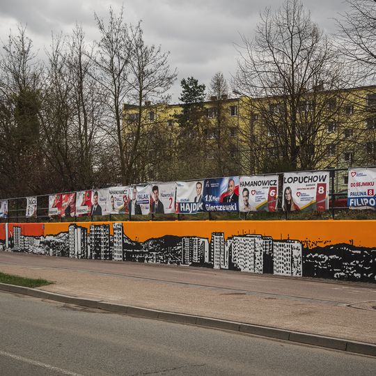 mural przedstawiający budowę osiedla na Morenie, Gdańsk 2024