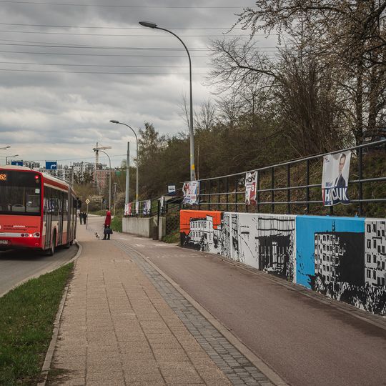 mural przedstawiający budowę osiedla na Morenie, Gdańsk 2024