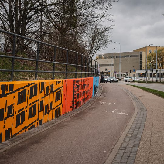 mural przedstawiający budowę osiedla na Morenie, Gdańsk 2024