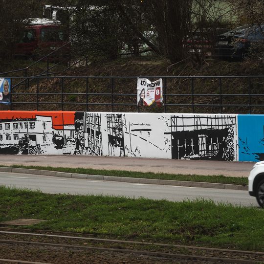 mural przedstawiający budowę osiedla na Morenie, Gdańsk 2024