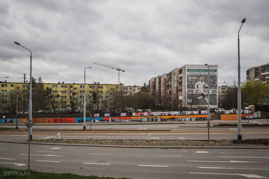 mural przedstawiający budowę osiedla na Morenie, Gdańsk 2024