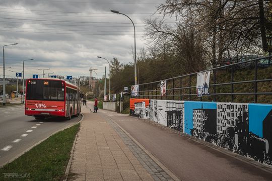 mural przedstawiający budowę osiedla na Morenie, Gdańsk 2024