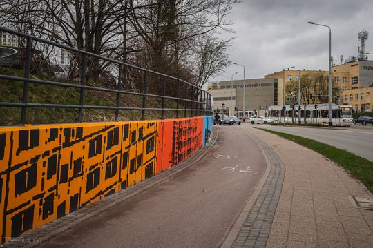 mural przedstawiający budowę osiedla na Morenie, Gdańsk 2024