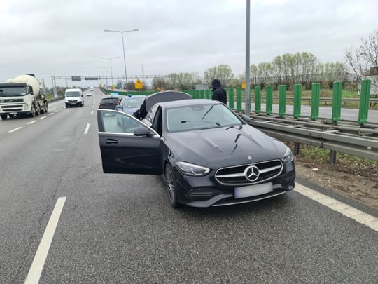 zatrzymanie mercedesa pod Elblągiem