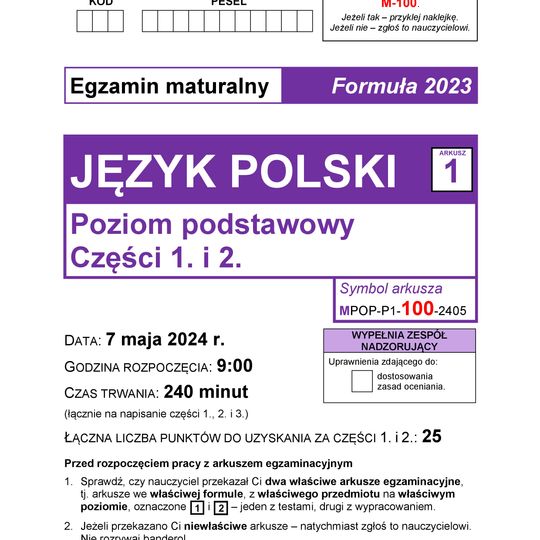 Matura 2024. Język polski - arkusze egzaminacyjne CKE
