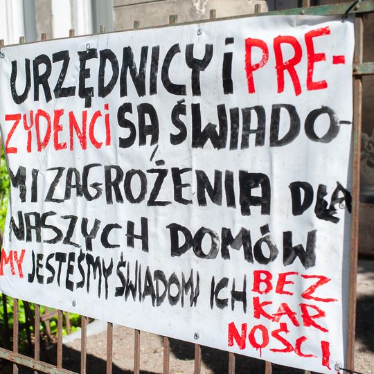 Protest na ul. Bohaterów Getta Warszawskiego 14 maja 2024