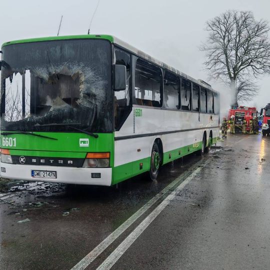 Pożar autobusu pod Puckiem!