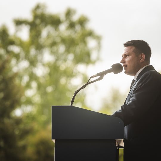 Sławomir Mentzen na spotkaniu z wyborcami w Kartuzach, 2025