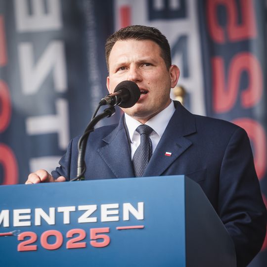 Sławomir Mentzen na spotkaniu z wyborcami w Kartuzach, 2025