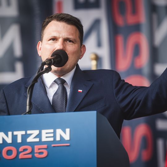 Sławomir Mentzen na spotkaniu z wyborcami w Kartuzach, 2025