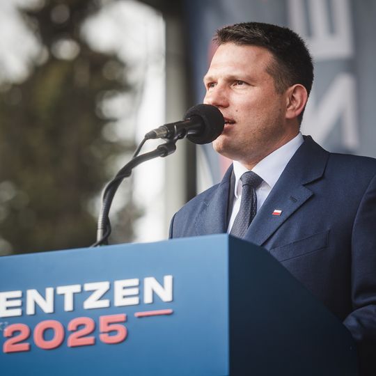 Sławomir Mentzen na spotkaniu z wyborcami w Kartuzach, 2025