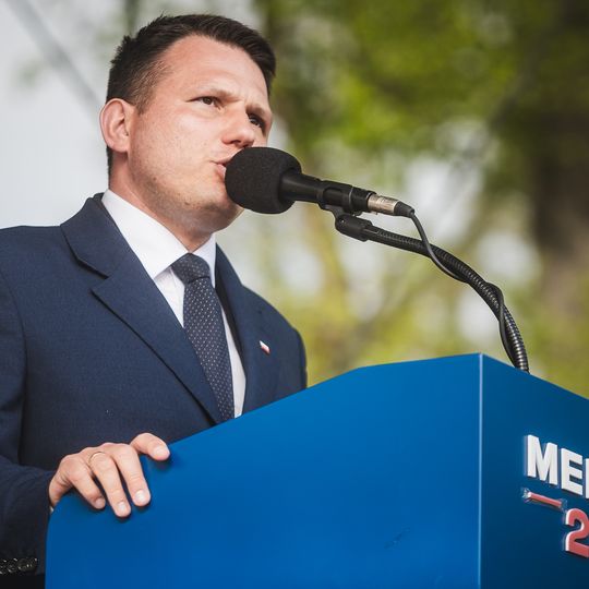 Sławomir Mentzen na spotkaniu z wyborcami w Kartuzach, 2025