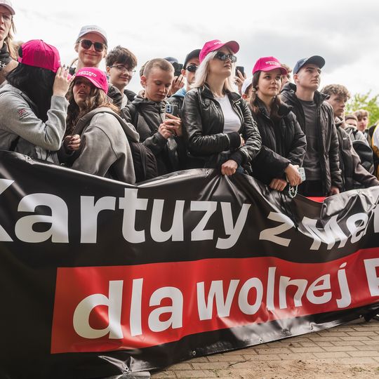 Sławomir Mentzen na spotkaniu z wyborcami w Kartuzach, 2025