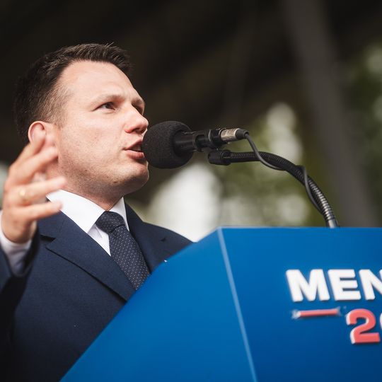 Sławomir Mentzen na spotkaniu z wyborcami w Kartuzach, 2025
