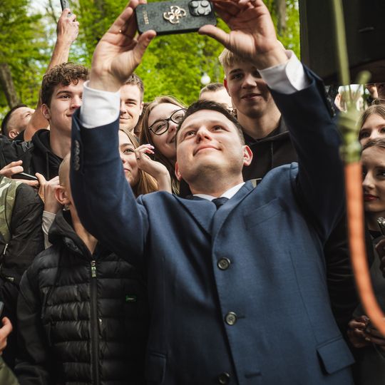 Sławomir Mentzen na spotkaniu z wyborcami w Kartuzach, 2025