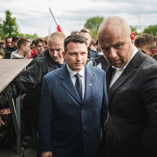 Sławomir Mentzen na spotkaniu z wyborcami w Kartuzach, 2025