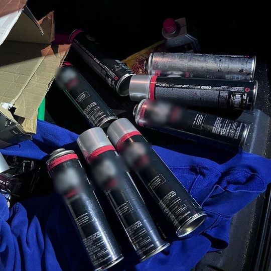 kontrola pseudokibiców, którzy chcieli wykonać nielegalne graffiti w Pelplinie