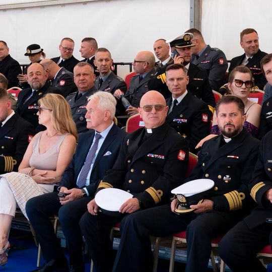 wodowanie i chrzest okrętu rozpoznawczego Jerzy Różycki