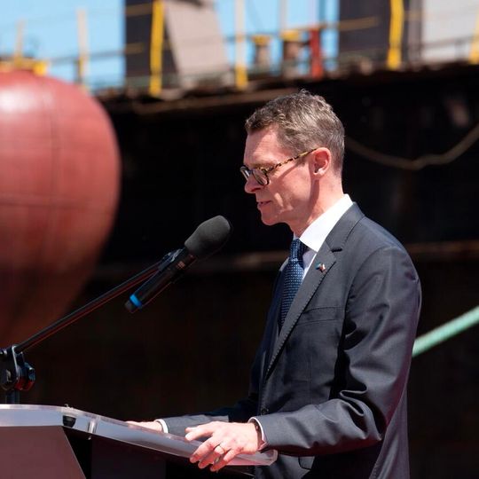 wodowanie i chrzest okrętu rozpoznawczego Jerzy Różycki