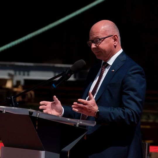 wodowanie i chrzest okrętu rozpoznawczego Jerzy Różycki