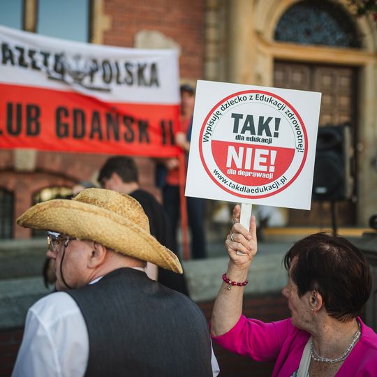 protest przeciwników edukacji zdrowotnej w Gdańsku