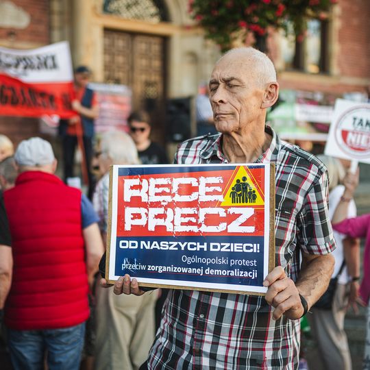 protest przeciwników edukacji zdrowotnej w Gdańsku