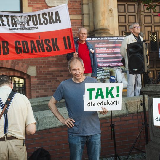 protest przeciwników edukacji zdrowotnej w Gdańsku