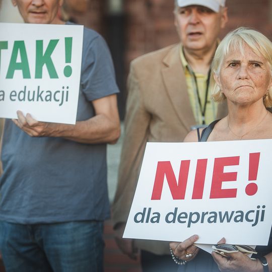 protest przeciwników edukacji zdrowotnej w Gdańsku