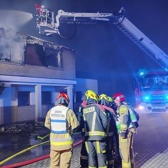 pożar fabryki okien w Rusocinie