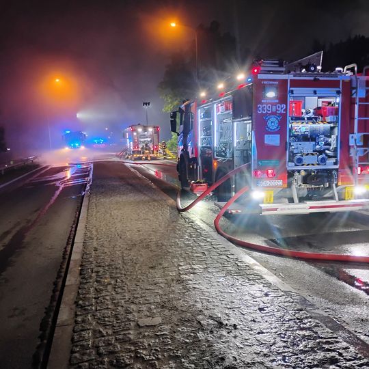 pożar fabryki okien w Rusocinie