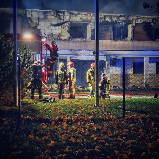 pożar fabryki okien w Rusocinie