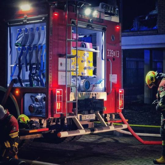 pożar fabryki okien w Rusocinie