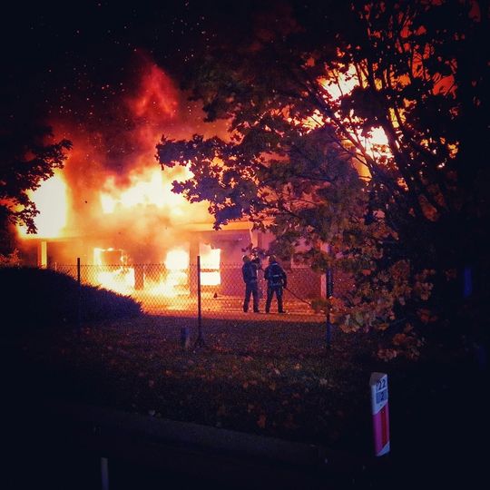 pożar fabryki okien w Rusocinie