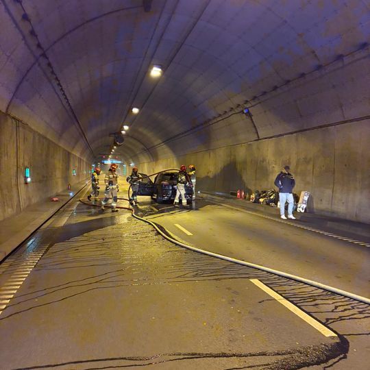 Pożar samochodu w tunelu pod Martwą Wisłą w Gdańsku