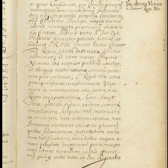 Gdańsk przesyła Marii Kazimierze, królowej Polski gratulacje z racji zwycięstwa króla Jana III Sobieskiego, 1683 r., ze zbiorów Archiwum Państwowego w Gdańsku, sygn. 300,27/90