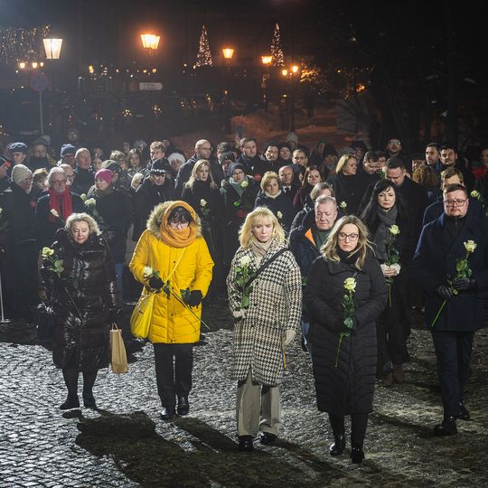7. rocznica śmierci Pawła Adamowicza, uroczystości przy tablicy pamiątkowej, Gdańsk 2026