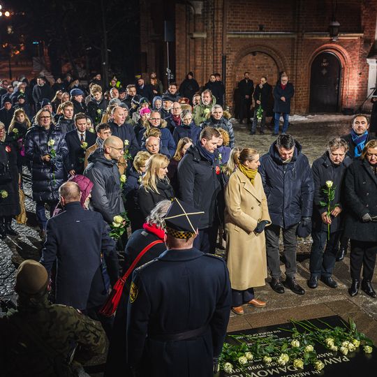 7. rocznica śmierci Pawła Adamowicza, uroczystości przy tablicy pamiątkowej, Gdańsk 2026