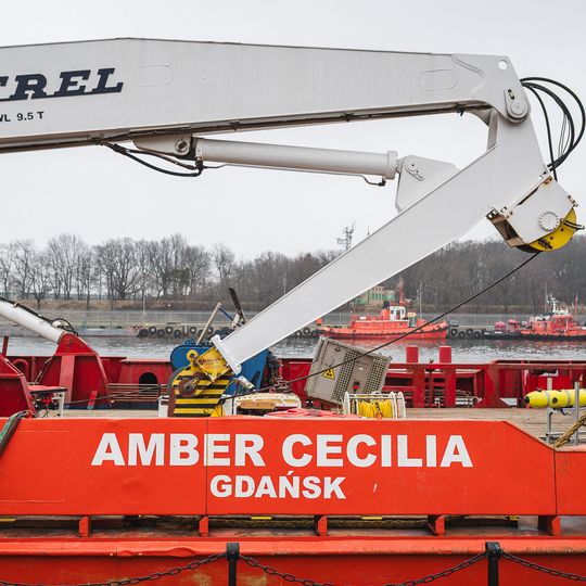 wizyta Andrzeja Domańskiego i Arkadiusza Marchewki na pokładzie statku Amber Cecylia, Gdańsk 2026