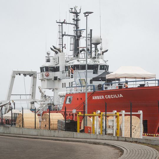 wizyta Andrzeja Domańskiego i Arkadiusza Marchewki na pokładzie statku Amber Cecylia, Gdańsk 2026