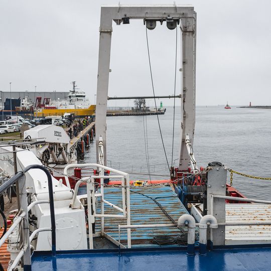 wizyta Andrzeja Domańskiego i Arkadiusza Marchewki na pokładzie statku Amber Cecylia, Gdańsk 2026