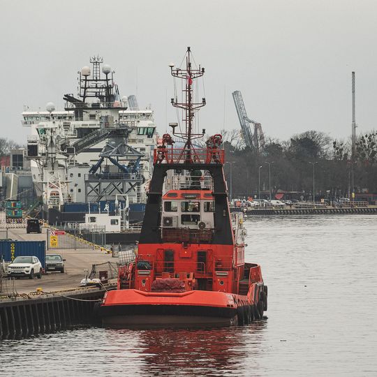 wizyta Andrzeja Domańskiego i Arkadiusza Marchewki na pokładzie statku Amber Cecylia, Gdańsk 2026