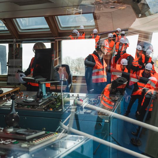 wizyta Andrzeja Domańskiego i Arkadiusza Marchewki na pokładzie statku Amber Cecylia, Gdańsk 2026