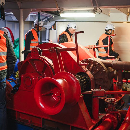 wizyta Andrzeja Domańskiego i Arkadiusza Marchewki na pokładzie statku Amber Cecylia, Gdańsk 2026