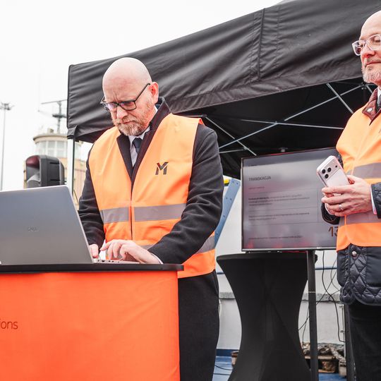 wizyta Andrzeja Domańskiego i Arkadiusza Marchewki na pokładzie statku Amber Cecylia, Gdańsk 2026