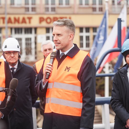 wizyta Andrzeja Domańskiego i Arkadiusza Marchewki na pokładzie statku Amber Cecylia, Gdańsk 2026