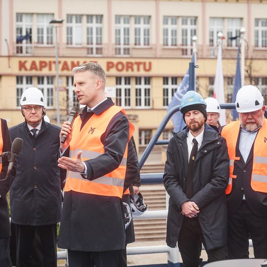 wizyta Andrzeja Domańskiego i Arkadiusza Marchewki na pokładzie statku Amber Cecylia, Gdańsk 2026