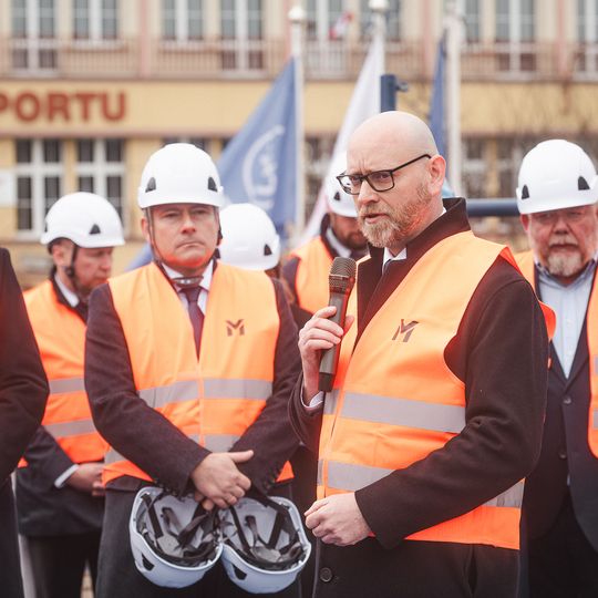 wizyta Andrzeja Domańskiego i Arkadiusza Marchewki na pokładzie statku Amber Cecylia, Gdańsk 2026