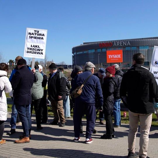 protest pod Ergo Areną w obronie terenów zielonych, Sopot 2026